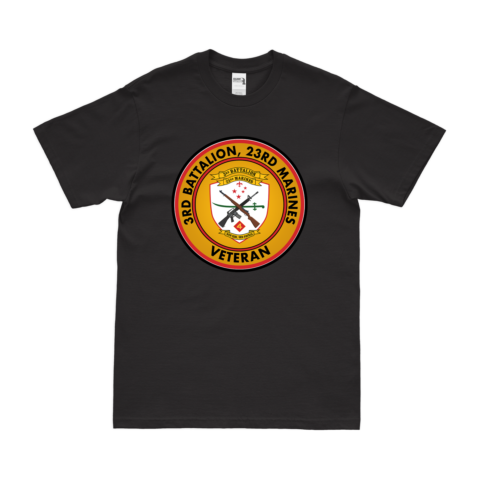 3-23 Marines Veteran T-Shirt Tactically Acquired Black Clean Small