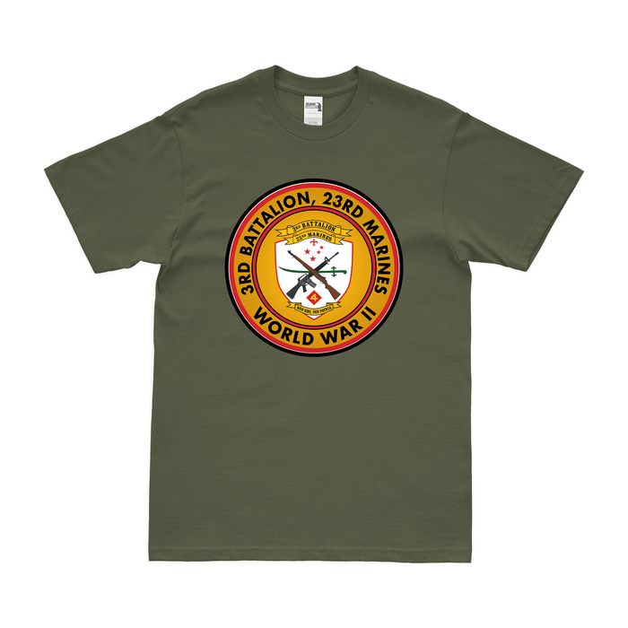3-23 Marines WWII Tribute USMC T-Shirt Tactically Acquired Military Green Clean Small