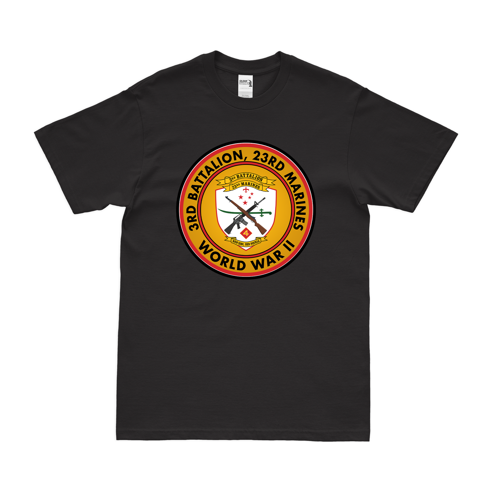 3-23 Marines WWII Tribute USMC T-Shirt Tactically Acquired Black Clean Small