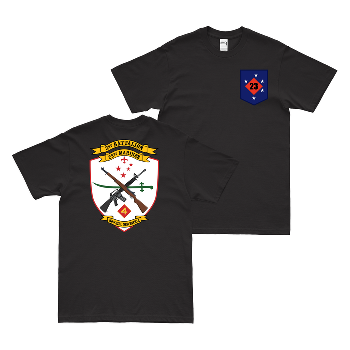 Double-Sided 3-23 Marines 23rd Marine Regiment T-Shirt Tactically Acquired Black Small 