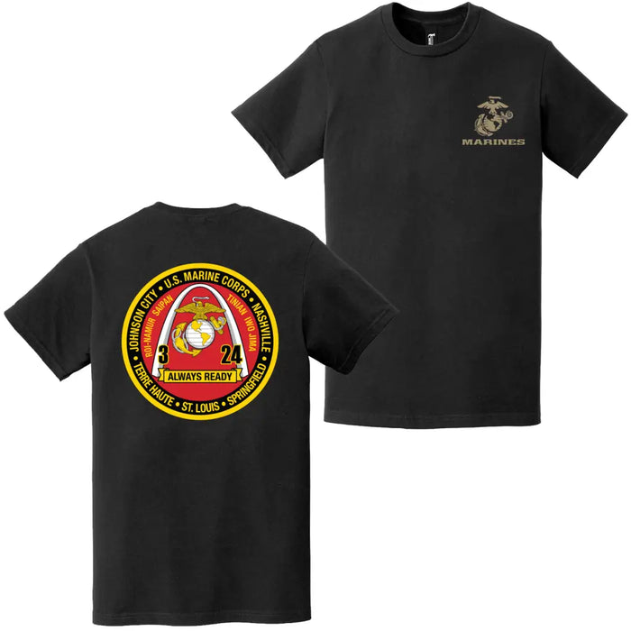 Double-Sided 3/24 Marines Unit Logo EGA T-Shirt Tactically Acquired   
