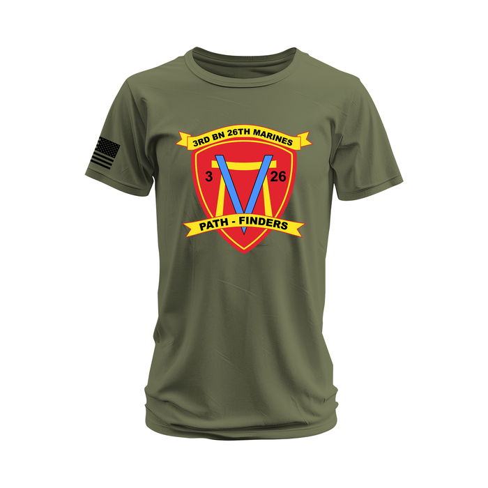 3rd Bn 26th Marines (3/26 Marines) Emblem T-Shirt Tactically Acquired Military Green Small 