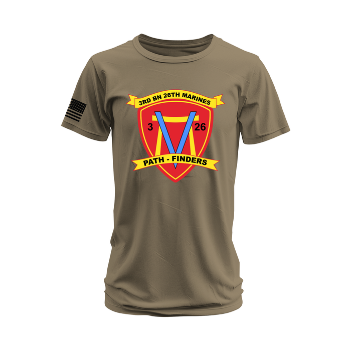 3rd Bn 26th Marines (3/26 Marines) Emblem T-Shirt Tactically Acquired Coyote Brown Small 