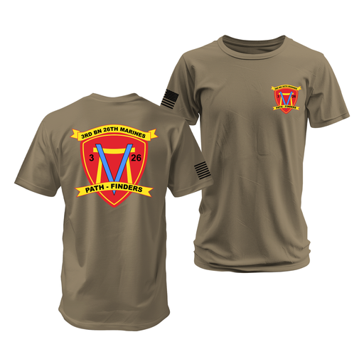 Double-Sided 3/26 Marines Unit Emblem T-Shirt Tactically Acquired Coyote Brown Small 