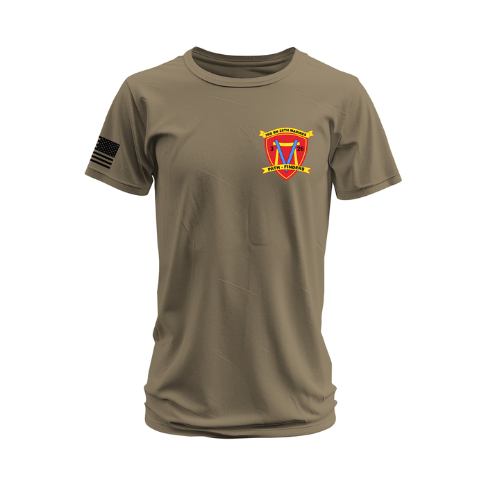 3/26 Marines Left Chest Emblem T-Shirt Tactically Acquired Coyote Brown Small 