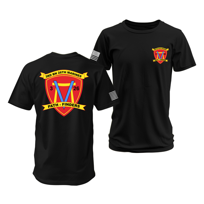 Double-Sided 3/26 Marines Unit Emblem T-Shirt Tactically Acquired Black Small 