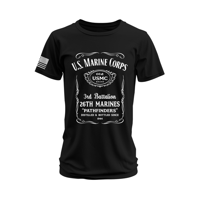 3/26 Marines Whiskey Label T-Shirt Tactically Acquired Black Small 