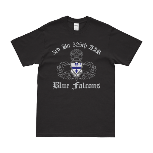 3-325 Airborne Infantry 'Blue Falcons' Jump Wings T-Shirt Tactically Acquired Black Clean Small