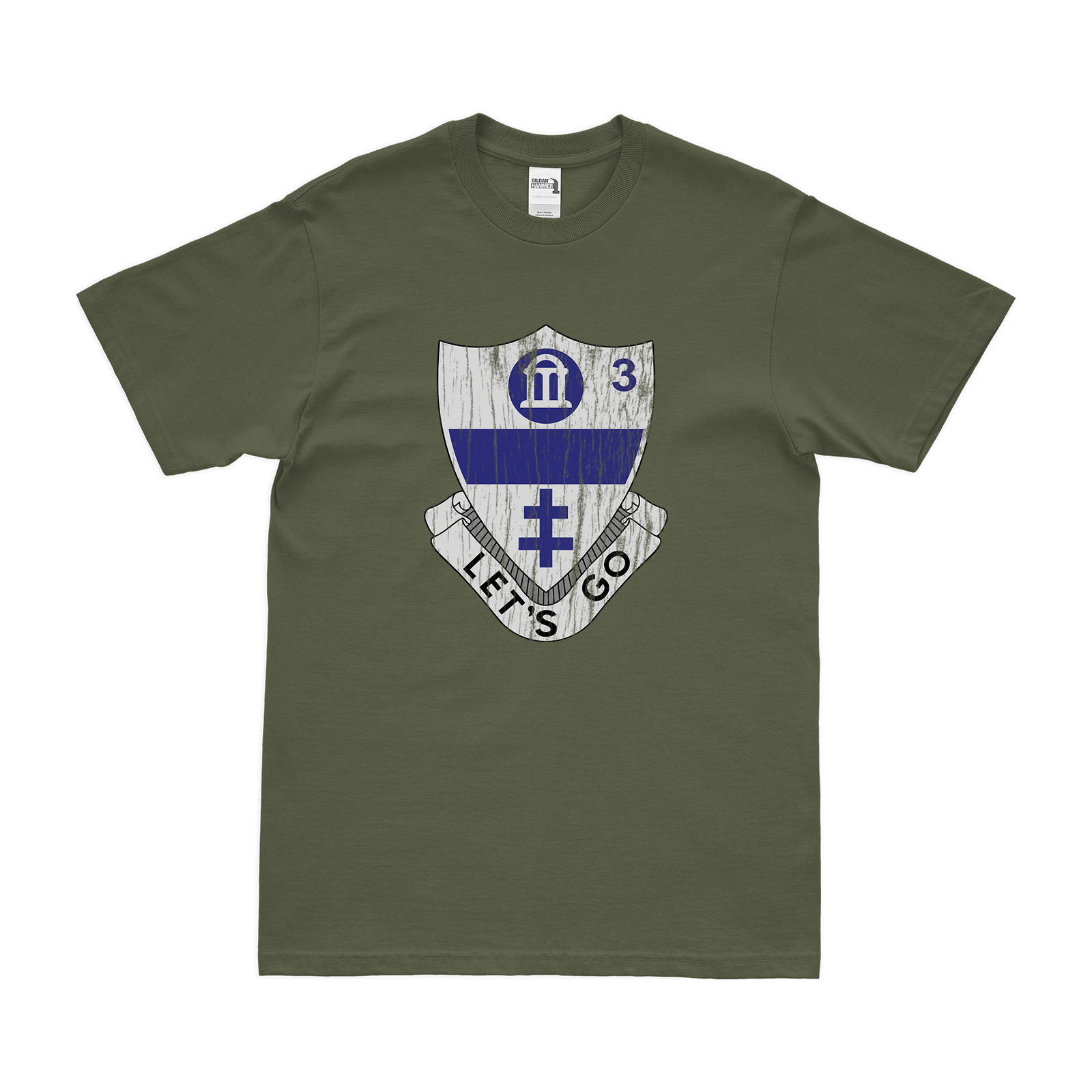 3-325 Airborne Infantry 'Blue Falcons' T-Shirt Tactically Acquired Military Green Distressed Small