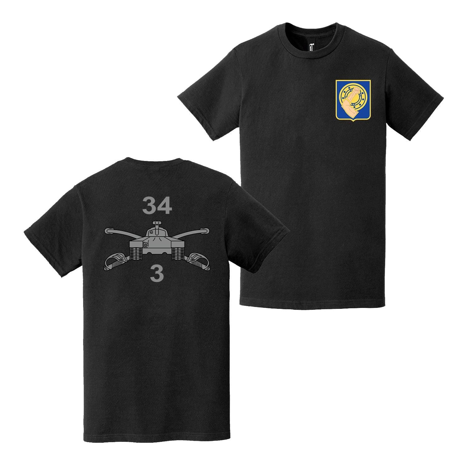 Double-Sided 3-34 Armor Regiment T-Shirt Tactically Acquired   