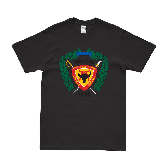 3rd Bn 4th Marines (3/4 Marines) Logo Emblem T-Shirt Tactically Acquired Small Black 