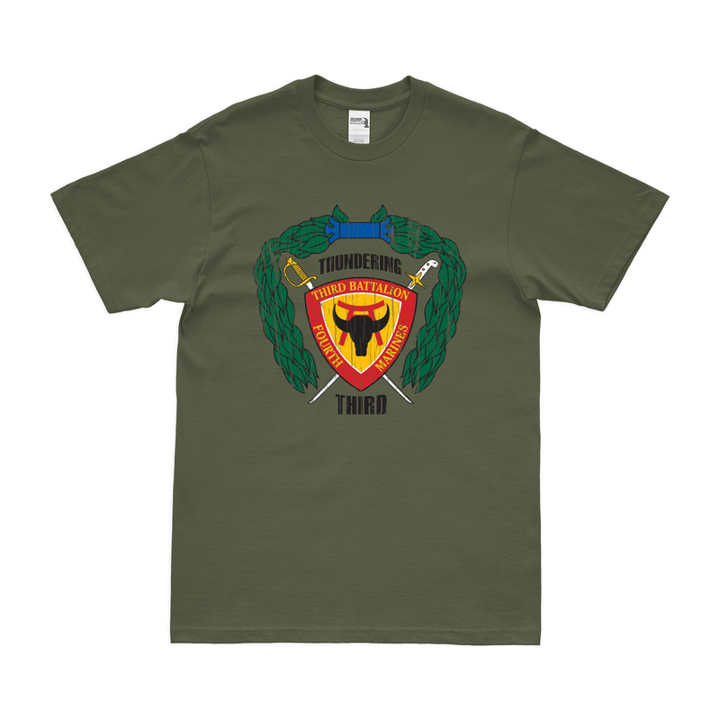 Distressed 3rd Bn 4th Marines (3/4 Marines) Logo Emblem T-Shirt
