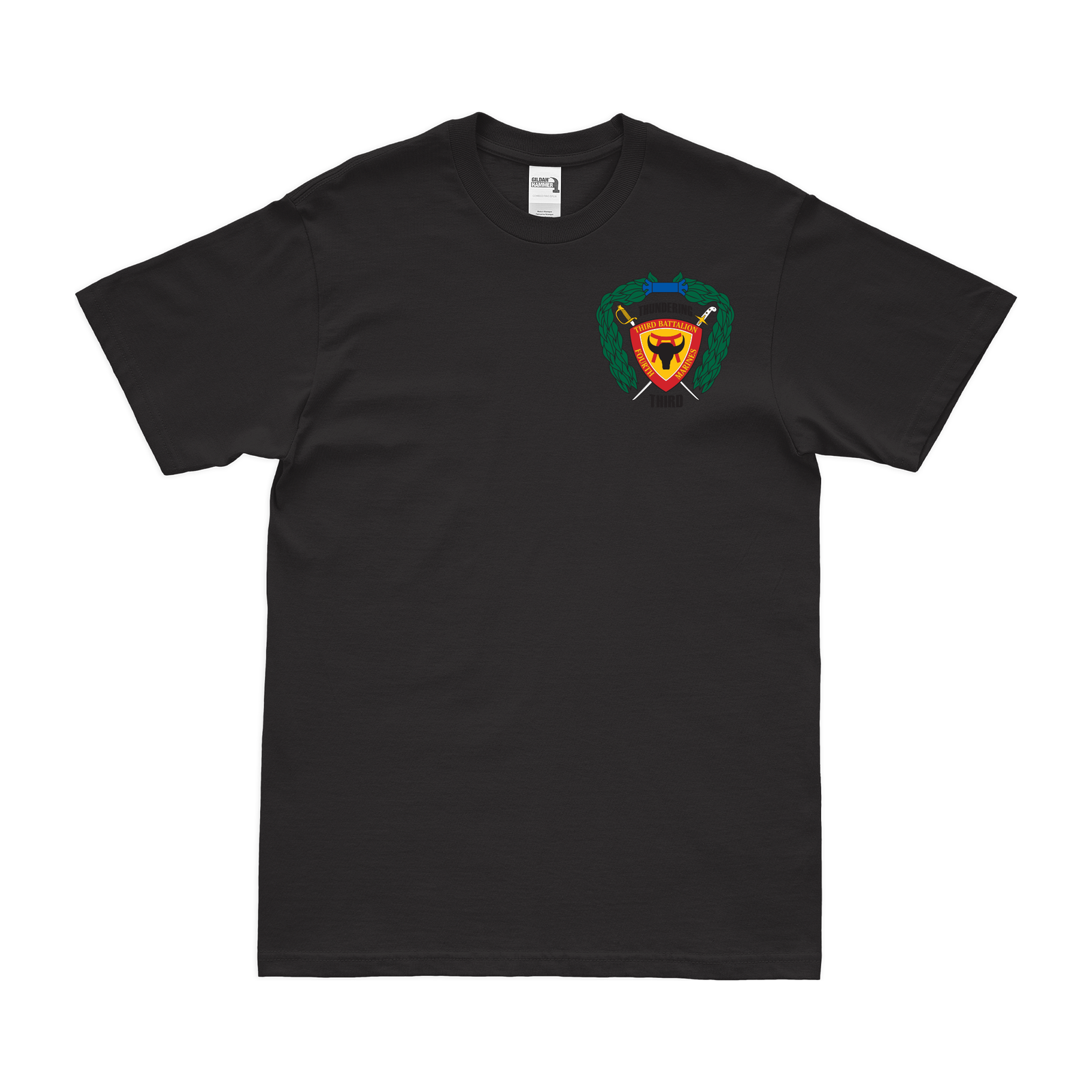 3/4 Marines Logo Left Chest Emblem T-Shirt Tactically Acquired Small Black 
