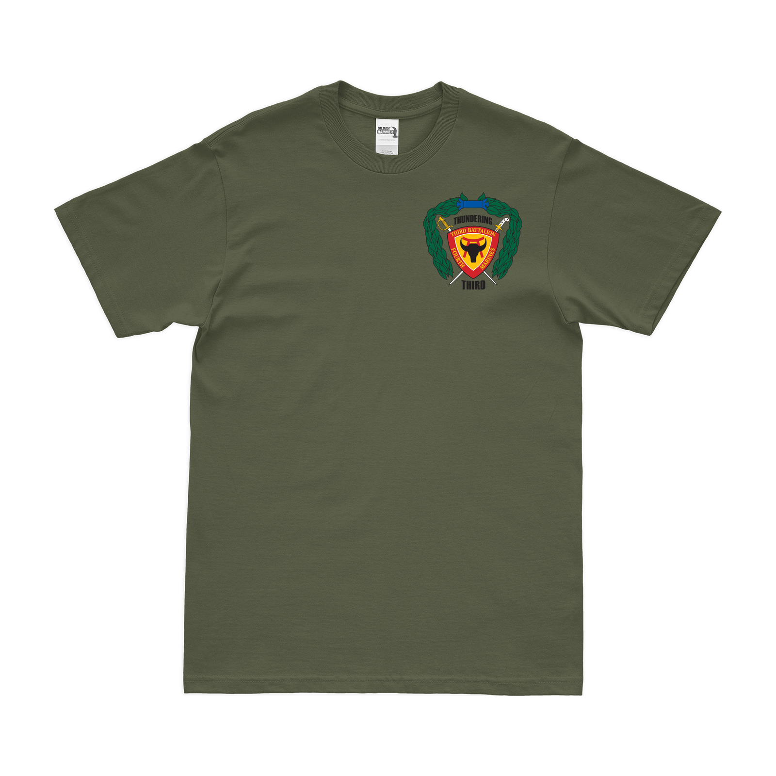 3/4 Marines Logo Left Chest Emblem T-Shirt Tactically Acquired Small Military Green 