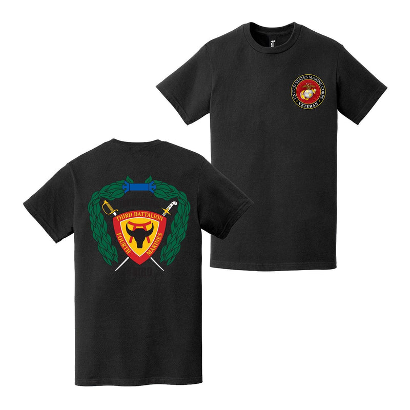 Double-Sided 3/4 Marines Logo USMC Veteran T-Shirt