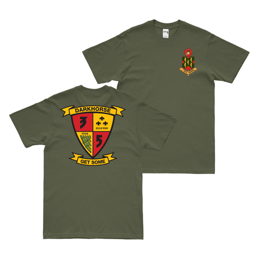 Double-Sided 3-5 Marines 5th Marine Regiment T-Shirt Tactically Acquired Military Green Small 