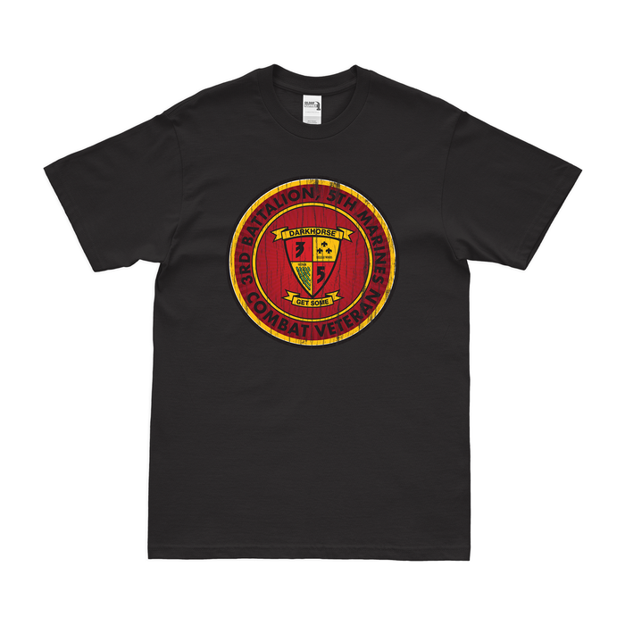 3/5 Marines Combat Veteran T-Shirt Tactically Acquired Black Distressed Small