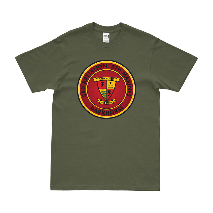 3/5 Marines 'Darkhorse' Motto T-Shirt Tactically Acquired Military Green Clean Small