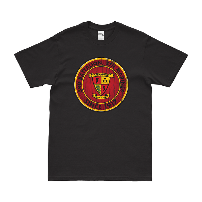 3/5 Marines Since 1917 Emblem T-Shirt Tactically Acquired Black Distressed Small
