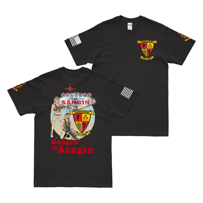 3rd Battalion 5th Marines Bangin' in Sangin OEF Afghanistan Veteran T-Shirt Tactically Acquired Black Small 