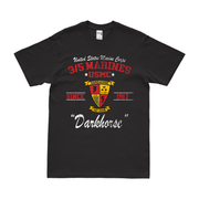 3/5 Marines "Darkhorse" Since 1917 USMC Legacy T-Shirt Tactically Acquired Black Distressed Small
