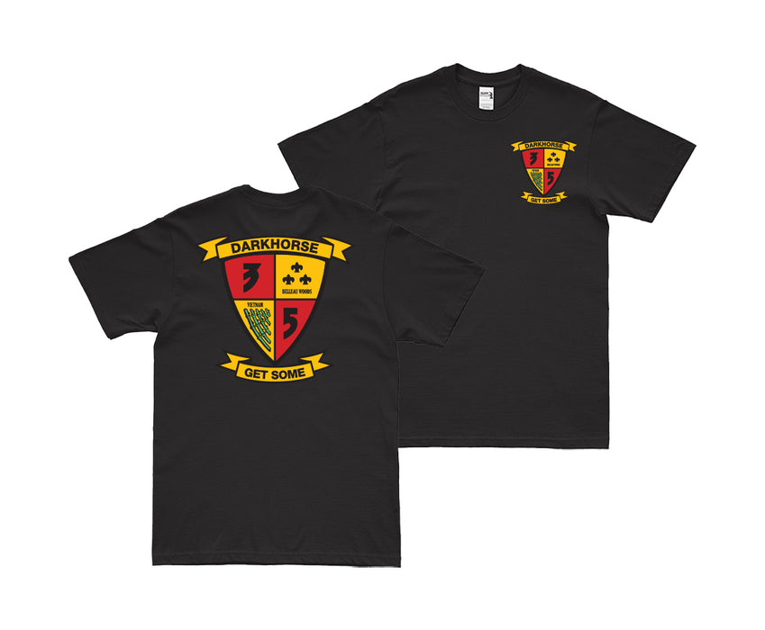 Double-Sided 3/5 Marines 'Darkhorse' Logo Emblem T-Shirt Tactically Acquired Black Small 