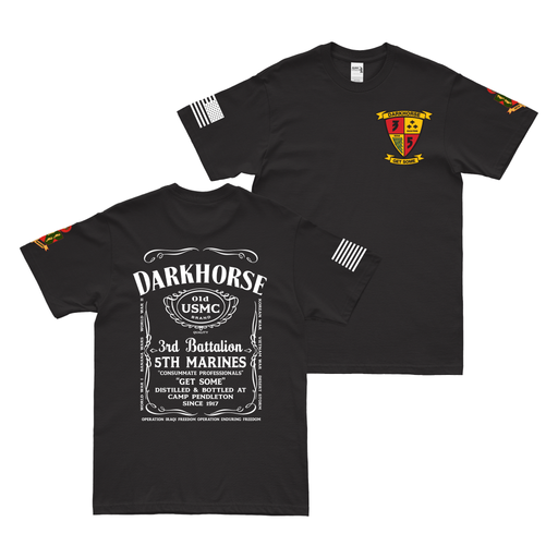 3/5 Marines "Darkhorse" Whiskey Label T-Shirt Tactically Acquired Black Small 