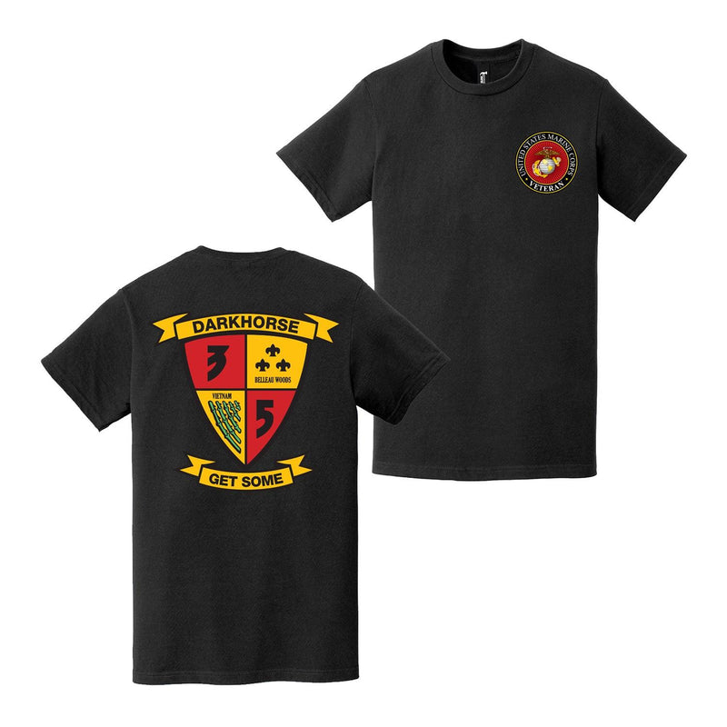 Double-Sided 3/5 Marines Logo USMC Veteran T-Shirt