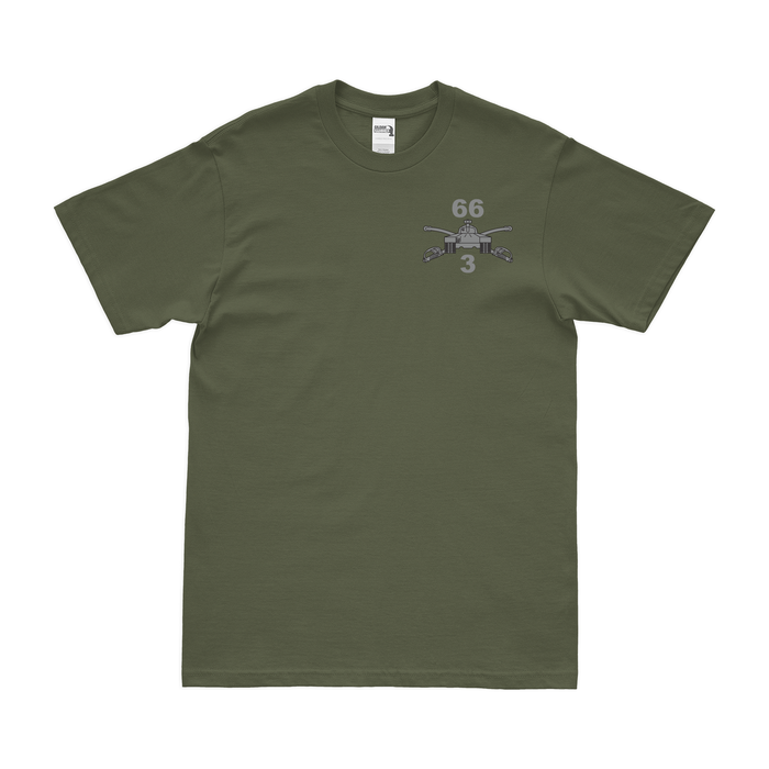 3-66 Armor Regiment Left Chest Branch Emblem T-Shirt Tactically Acquired Military Green Small 