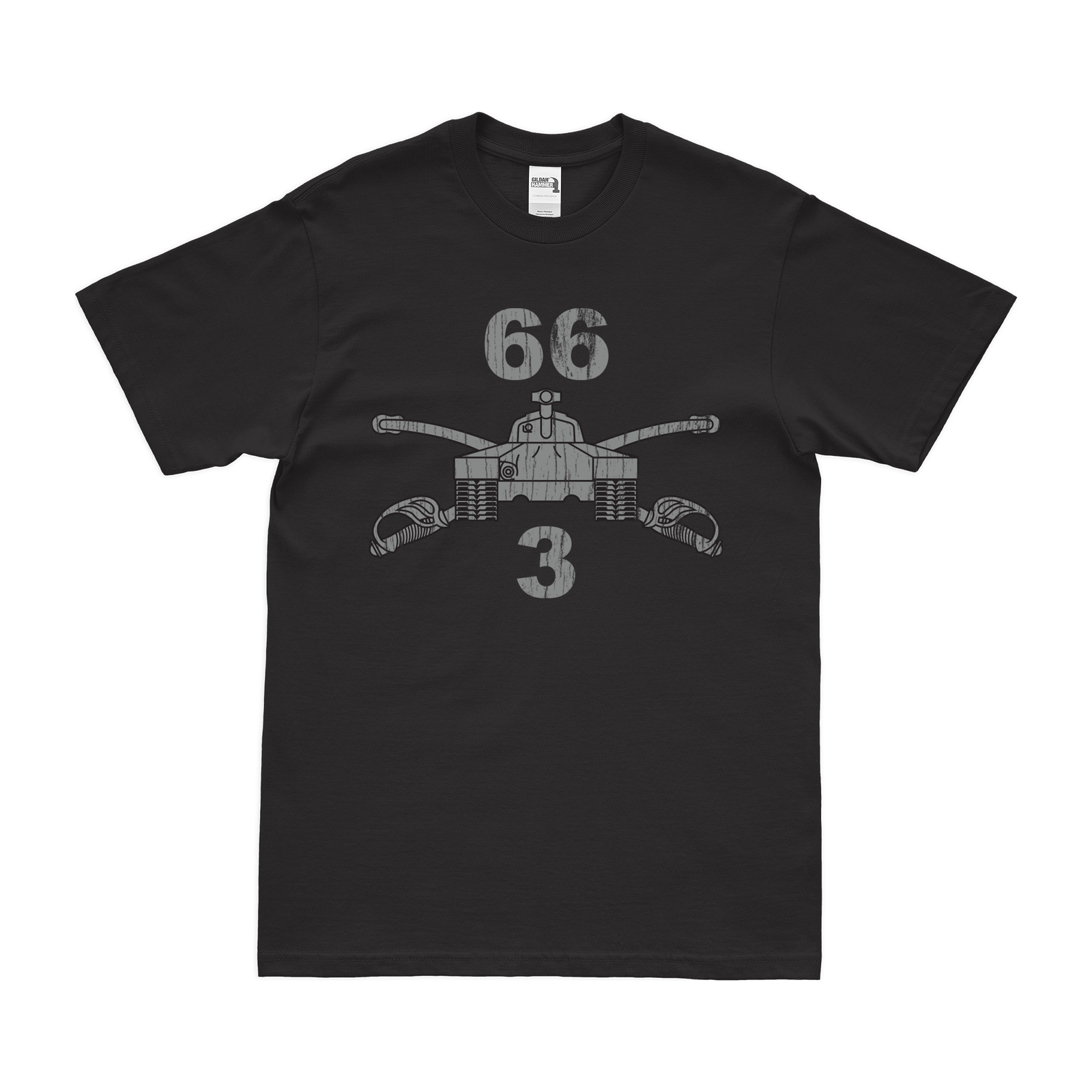 3-66 Armor Regiment Branch Emblem T-Shirt Tactically Acquired Black Distressed Small