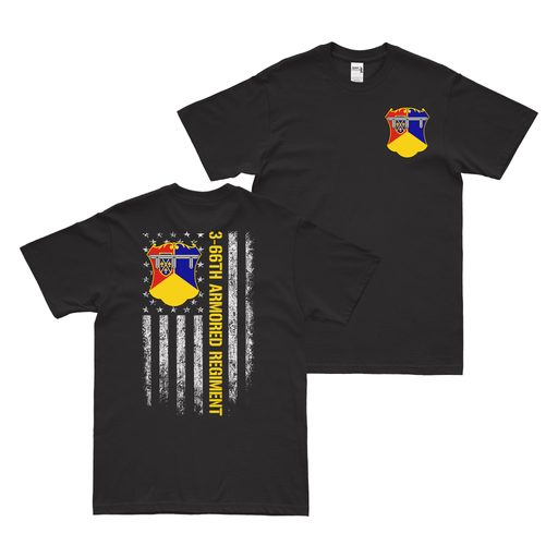 Double-Sided 3-66 Armor Regiment American Flag T-Shirt Tactically Acquired Black Small 