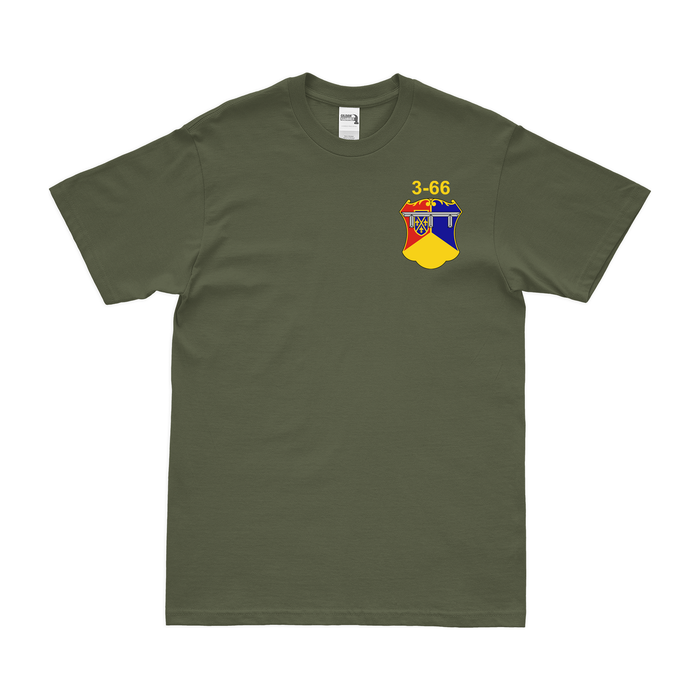3-66 Armor Regiment Left Chest Emblem T-Shirt Tactically Acquired Military Green Small 