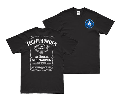 Double-Sided 3/6 Marines Whiskey Label T-Shirt Tactically Acquired   