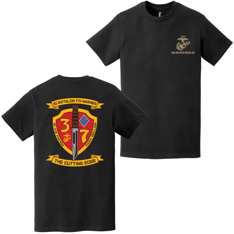Double-Sided 3/7 Marines Logo EGA Emblem T-Shirt
