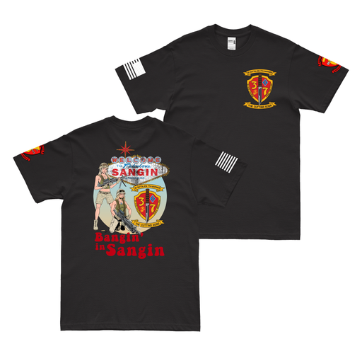 3rd Battalion 7th Marines Bangin' in Sangin Operation Enduring Freedom Afghanistan Veteran T-Shirt Tactically Acquired Black Small 