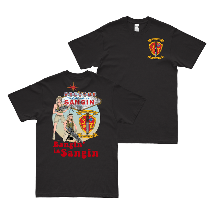 3rd Battalion 7th Marines Bangin' in Sangin Operation Enduring Freedom Afghanistan Veteran T-Shirt Tactically Acquired Black Small 