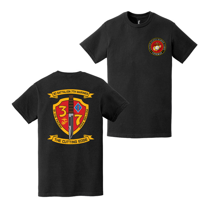 Double-Sided 3/7 Marines Logo USMC Veteran T-Shirt Tactically Acquired   