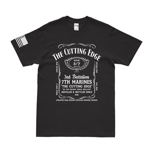 3rd Battalion 7th Marines (3/7 Marines) Whiskey Label T-Shirt Tactically Acquired Black Small 