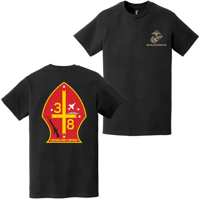 Double-Sided 3/8 Marines Unit Logo EGA T-Shirt Tactically Acquired   