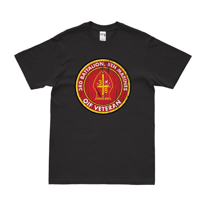 3/8 Marines Operation Iraqi Freedom Veteran T-Shirt Tactically Acquired Black Distressed Small