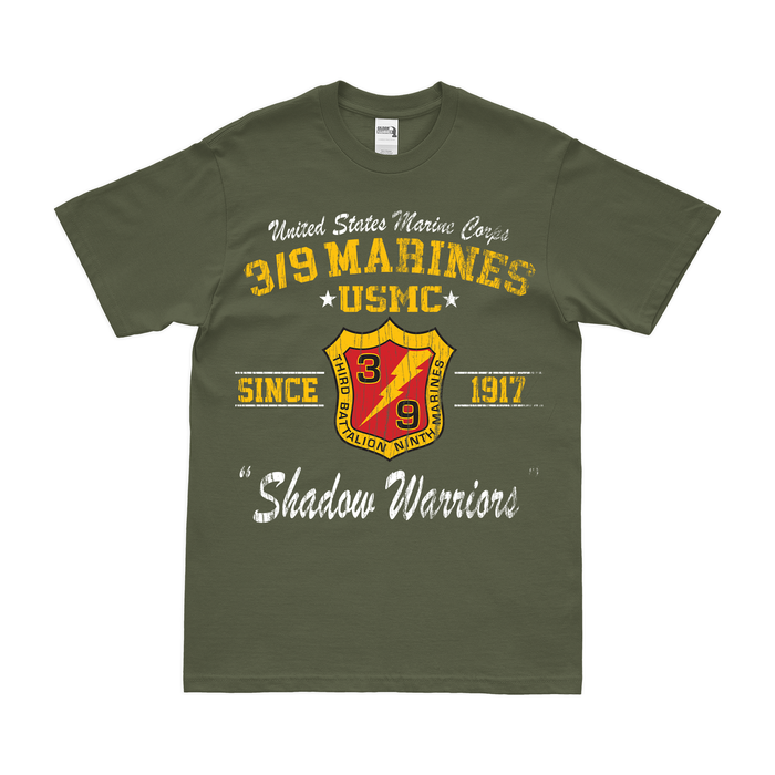 3/9 Marines Since 1917 Unit Legacy T-Shirt Tactically Acquired Military Green Distressed Small