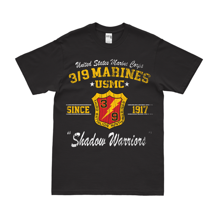 3/9 Marines Since 1917 Unit Legacy T-Shirt Tactically Acquired Black Distressed Small