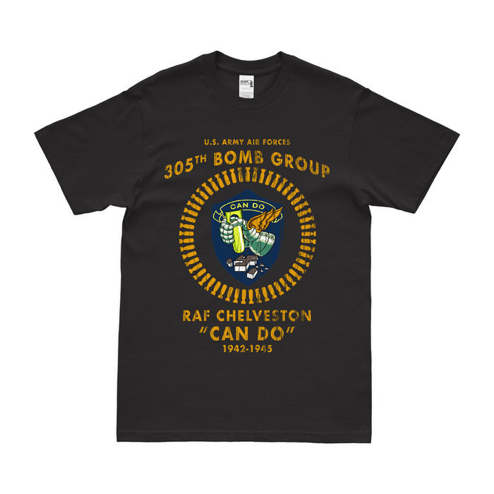 305th Bomb Group Commemorative WW2 Legacy T-Shirt Tactically Acquired Black Distressed Small