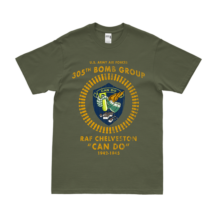 305th Bomb Group Commemorative WW2 Legacy T-Shirt Tactically Acquired Military Green Distressed Small