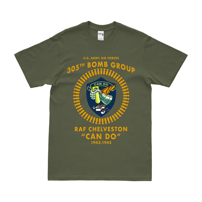 305th Bomb Group Commemorative WW2 Legacy T-Shirt Tactically Acquired Military Green Clean Small