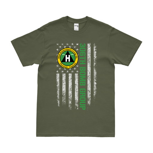 306th Bomb Group American Flag T-Shirt Tactically Acquired Military Green Small 