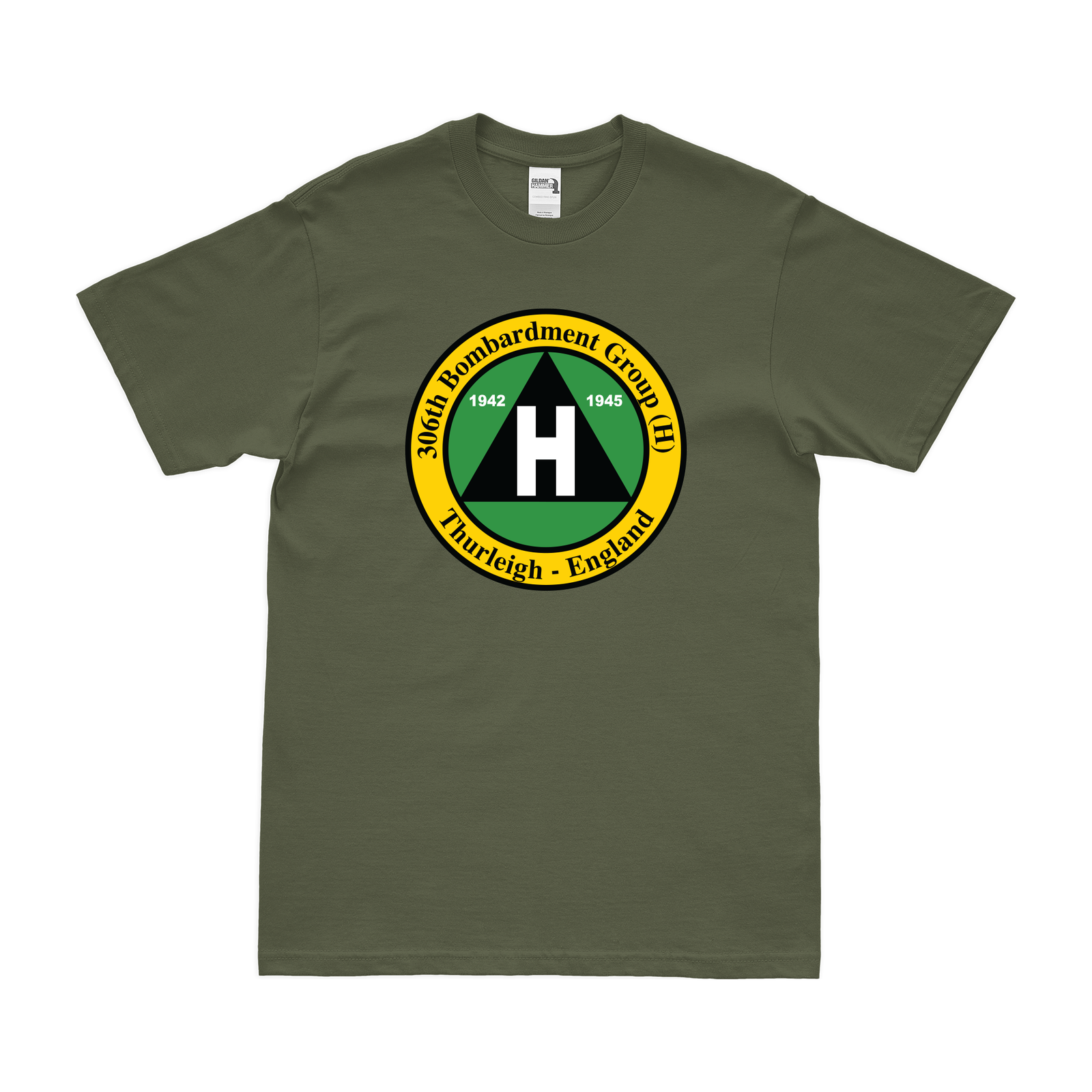 306th Bombardment Group (H) WW2 AAF T-Shirt Tactically Acquired Military Green Clean Small