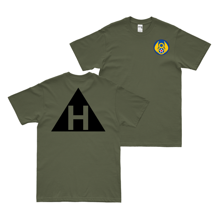 306th Bombardment Group Triangle-H Tail Code WW2 T-Shirt Tactically Acquired Military Green Small 