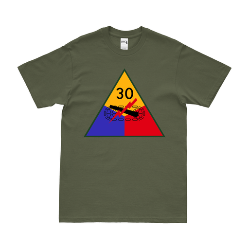 U.S. Army 30th Armored Division SSI Emblem T-Shirt Tactically Acquired Military Green Small 