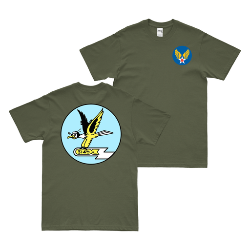 Double-Sided 314th Bombardment Squadron WW2 T-Shirt Tactically Acquired Military Green Small 